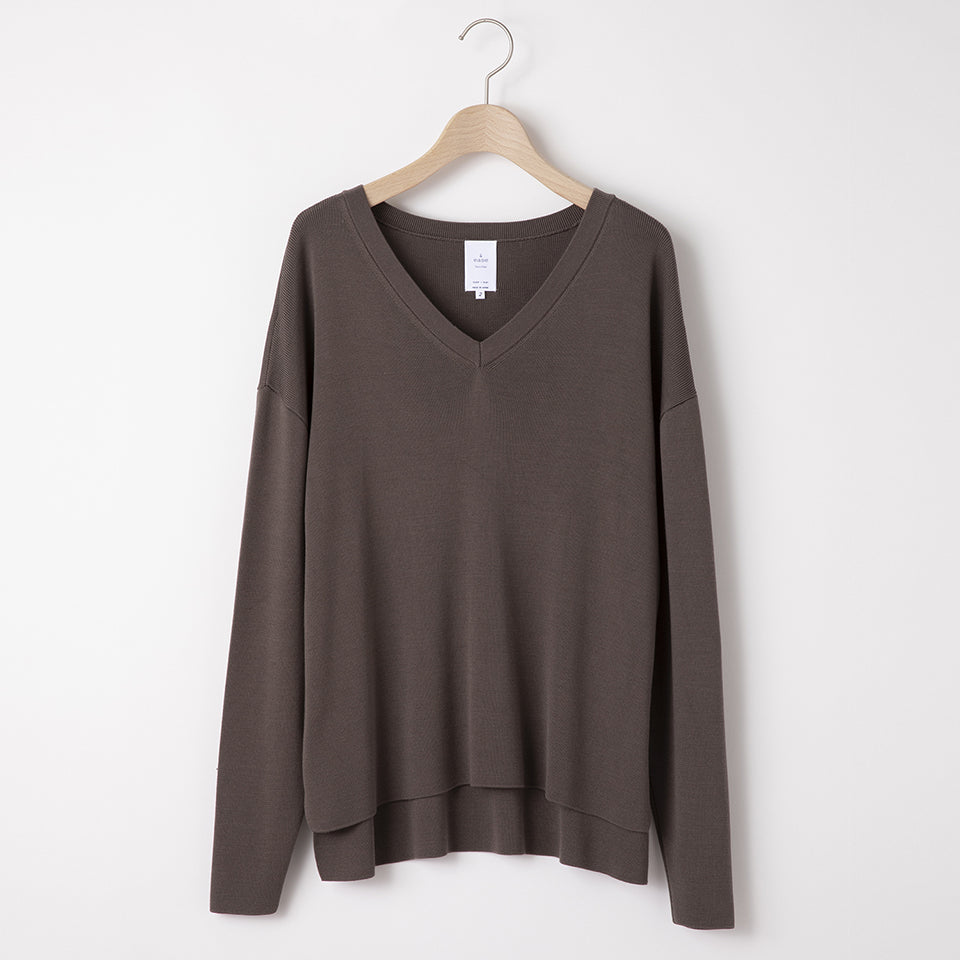 WASHABLE SILK KNIT V-NECK PULL OVER