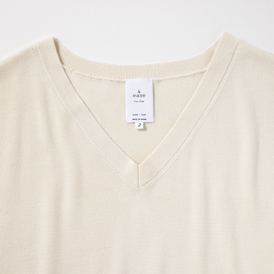 WASHABLE SILK KNIT V-NECK PULL OVER