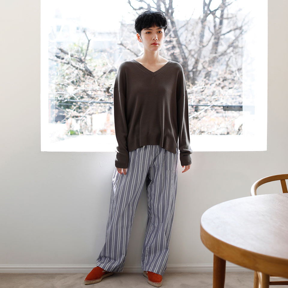 WASHABLE SILK KNIT V-NECK PULL OVER