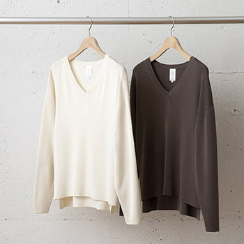 WASHABLE SILK KNIT V-NECK PULL OVER