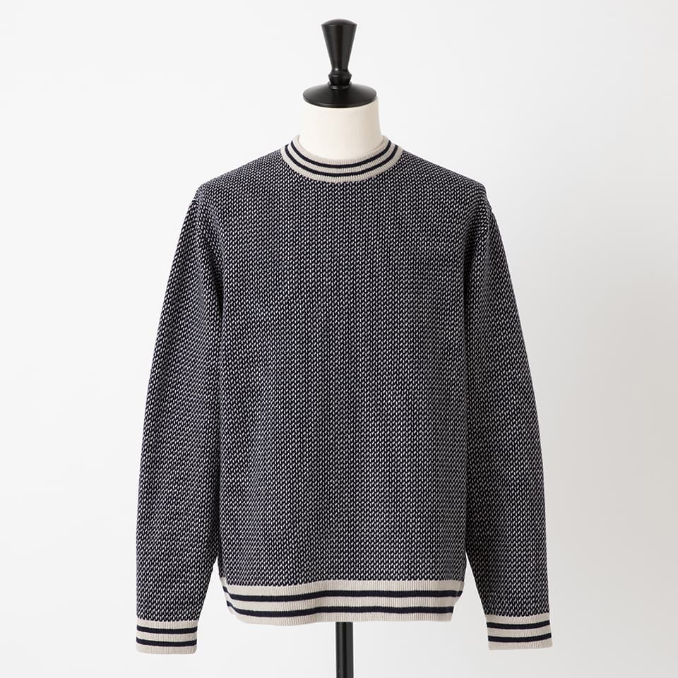 【MORE30%OFF!!】WOOL BIRDS EYE CREW NECK KNIT
