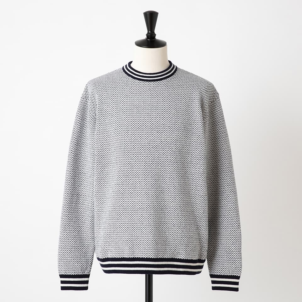 【MORE30%OFF!!】WOOL BIRDS EYE CREW NECK KNIT