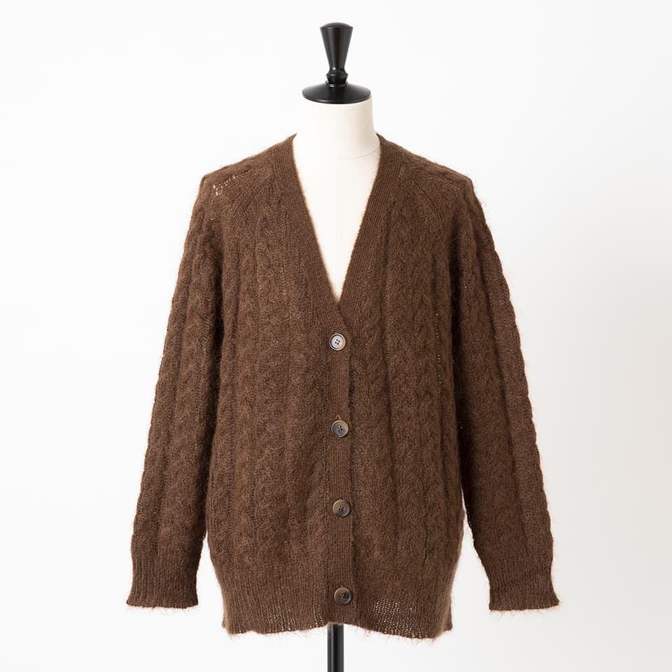 【MORE30%OFF!!】CABLE MOHAIR V-NECK CARDIGAN