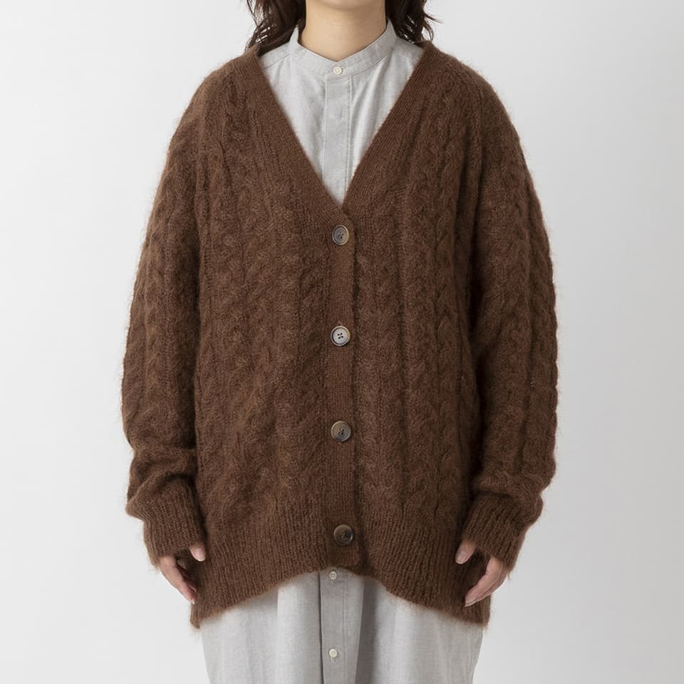 【MORE30%OFF!!】CABLE MOHAIR V-NECK CARDIGAN