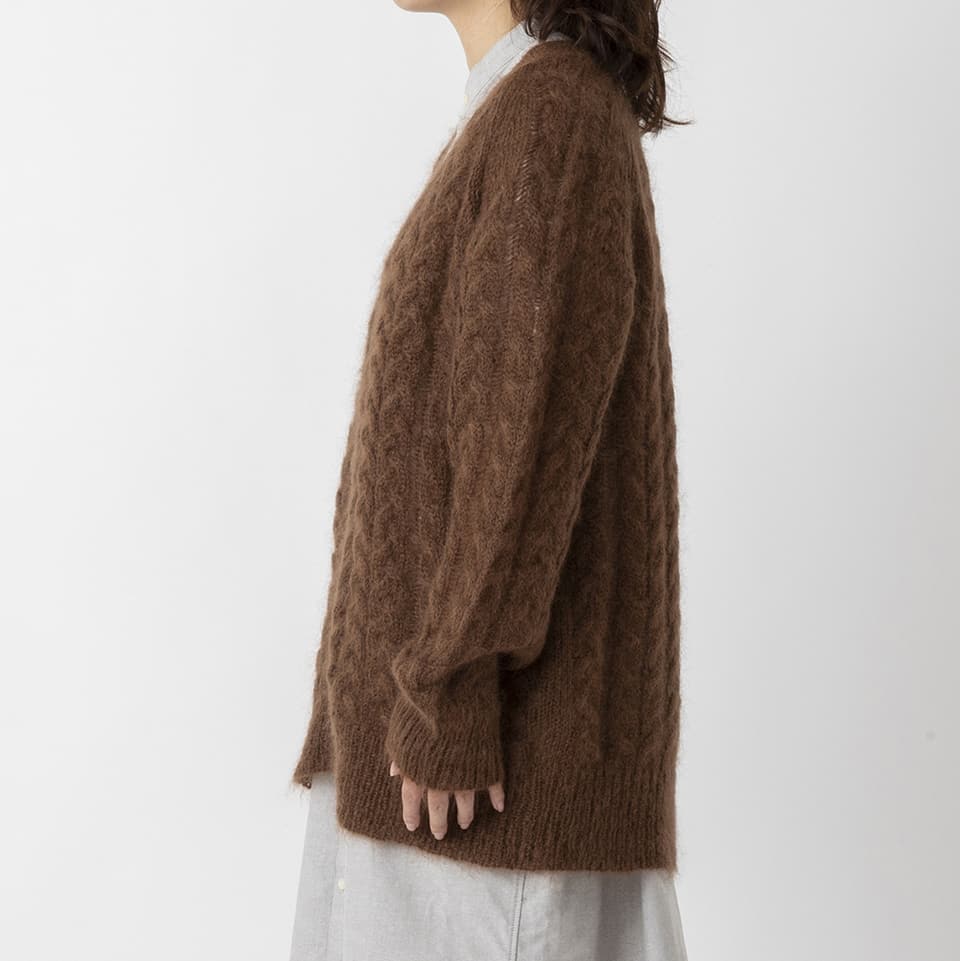 【MORE30%OFF!!】CABLE MOHAIR V-NECK CARDIGAN