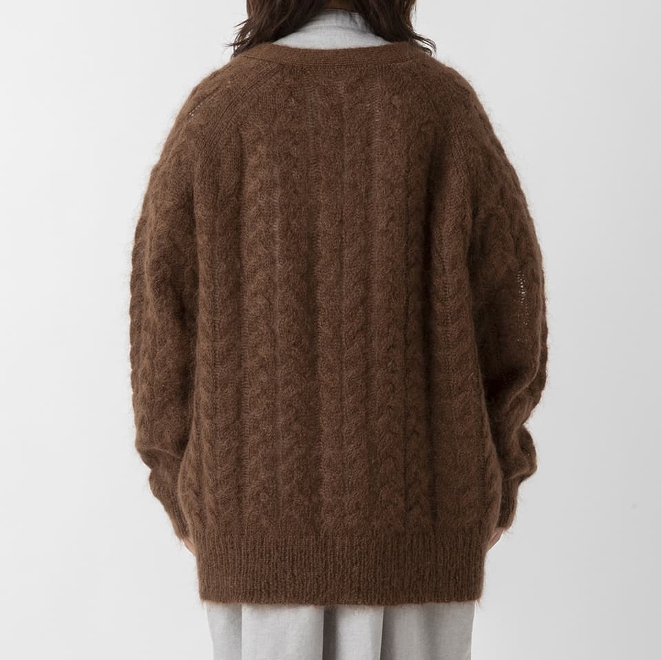 【MORE30%OFF!!】CABLE MOHAIR V-NECK CARDIGAN