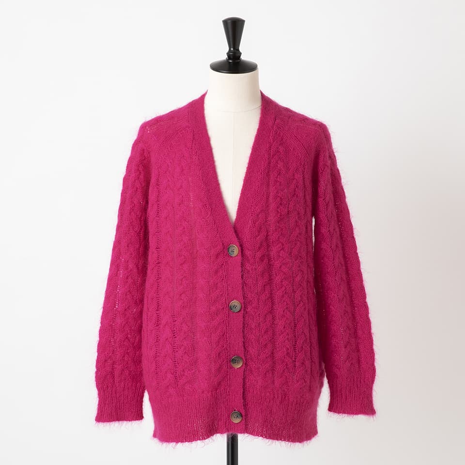 【MORE30%OFF!!】CABLE MOHAIR V-NECK CARDIGAN