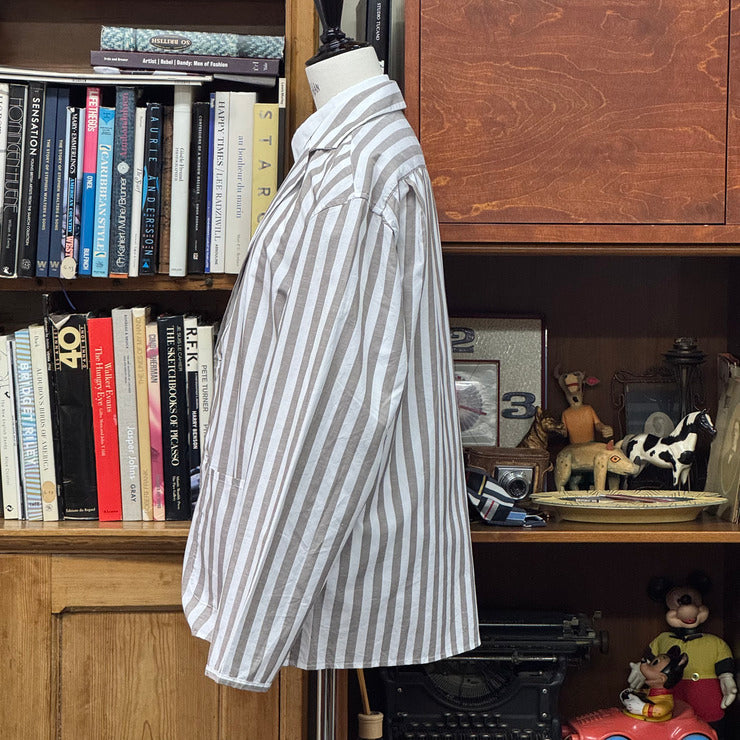 COTTON LINEN STRIPE SUCK SHIRT