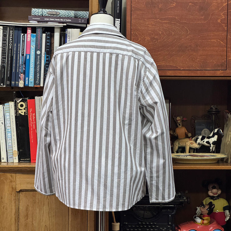 COTTON LINEN STRIPE SUCK SHIRT