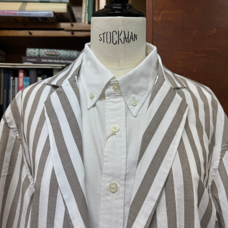 COTTON LINEN STRIPE SUCK SHIRT