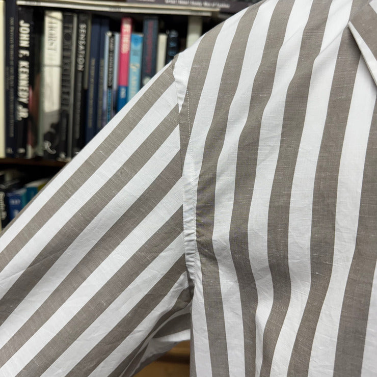 COTTON LINEN STRIPE SUCK SHIRT
