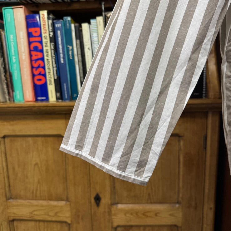 COTTON LINEN STRIPE SUCK SHIRT
