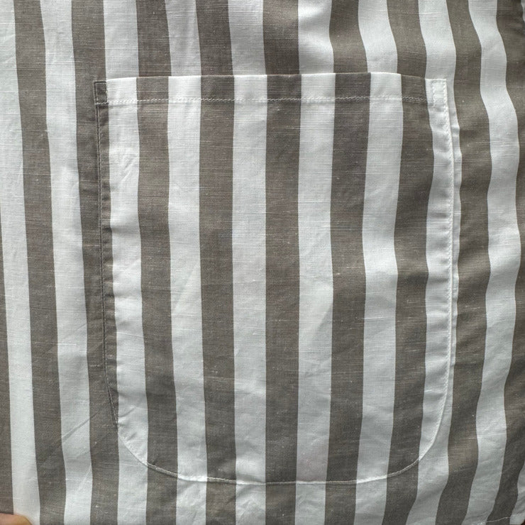 COTTON LINEN STRIPE SUCK SHIRT