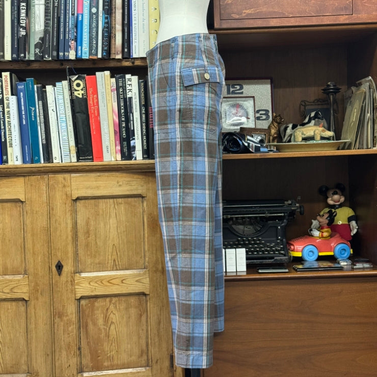 CHECKED SHIRRED PANTS