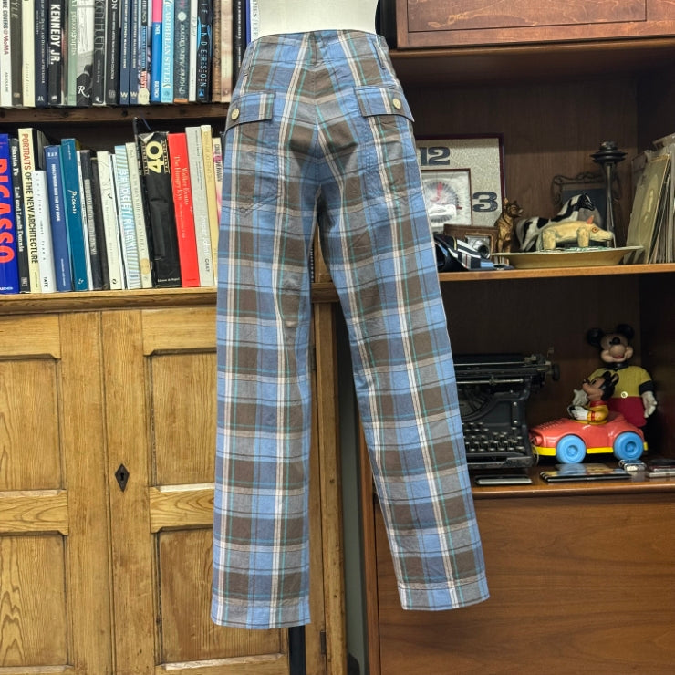CHECKED SHIRRED PANTS