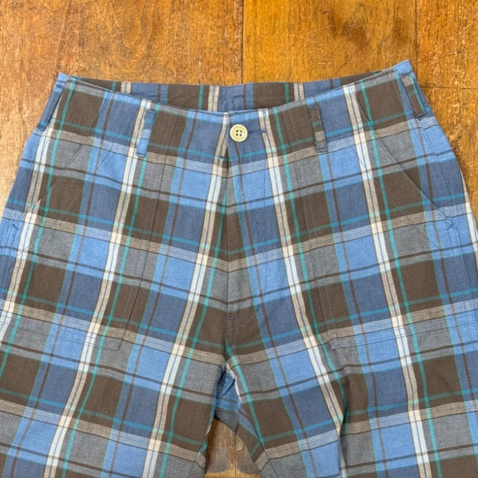 CHECKED SHIRRED PANTS