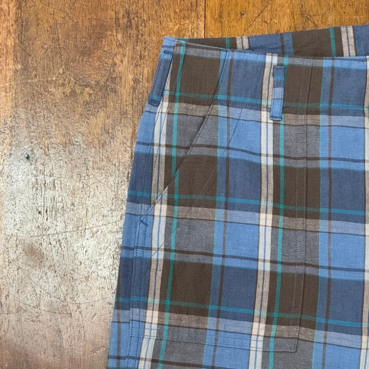 CHECKED SHIRRED PANTS