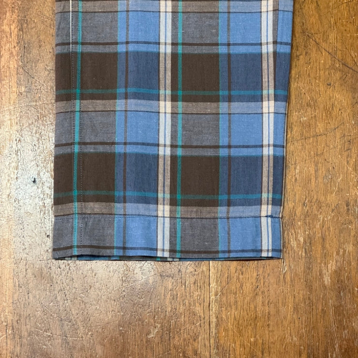 CHECKED SHIRRED PANTS