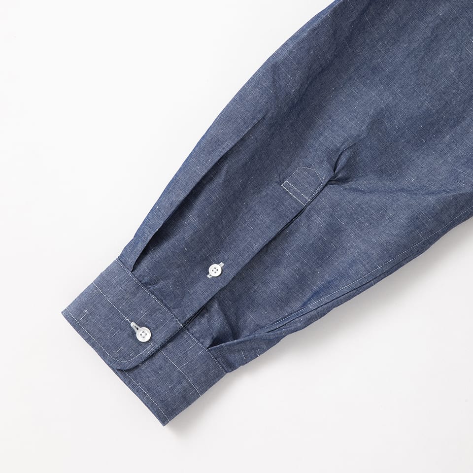 INDIGO BAND COLLAR SHIRT