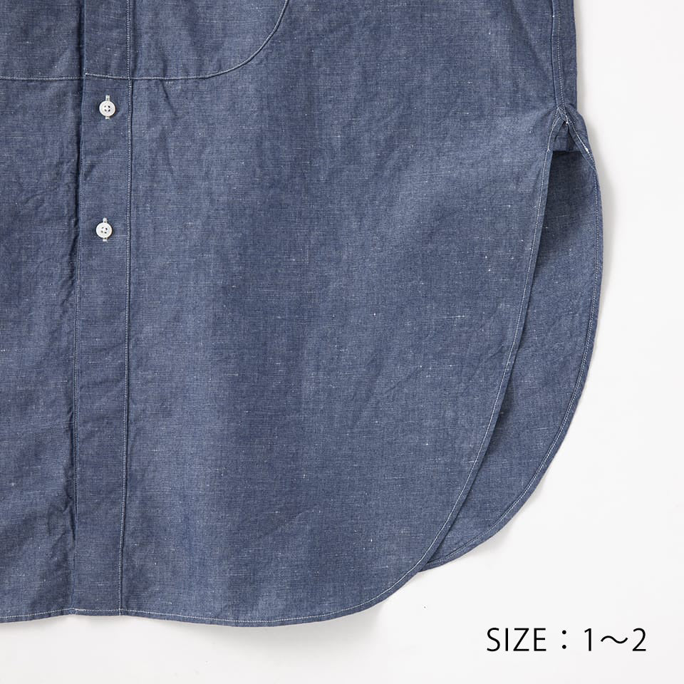 INDIGO BAND COLLAR SHIRT
