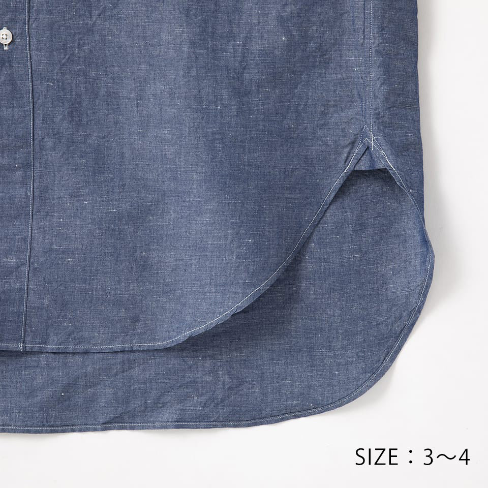 INDIGO BAND COLLAR SHIRT