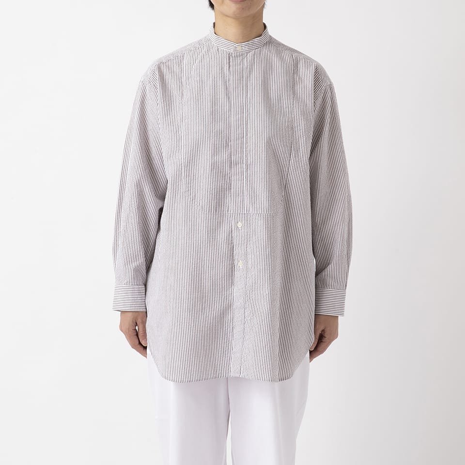 SEER SUCKER BAND COLLAR SHIRT
