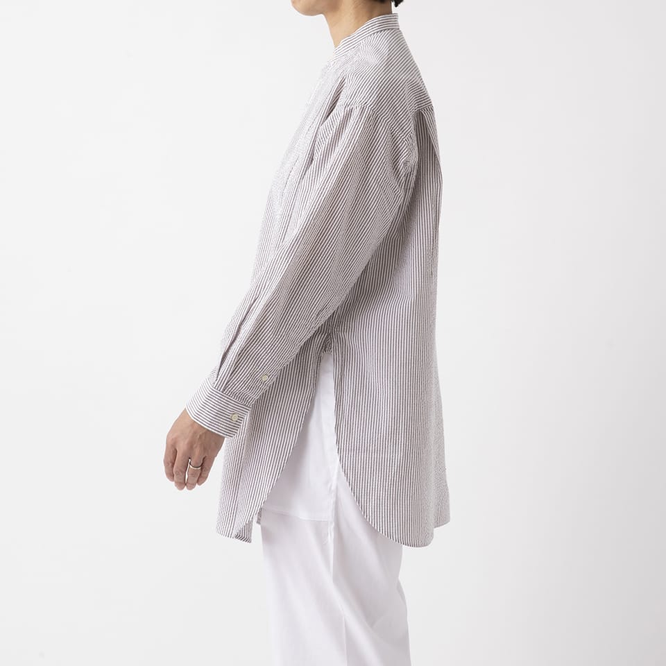 SEER SUCKER BAND COLLAR SHIRT