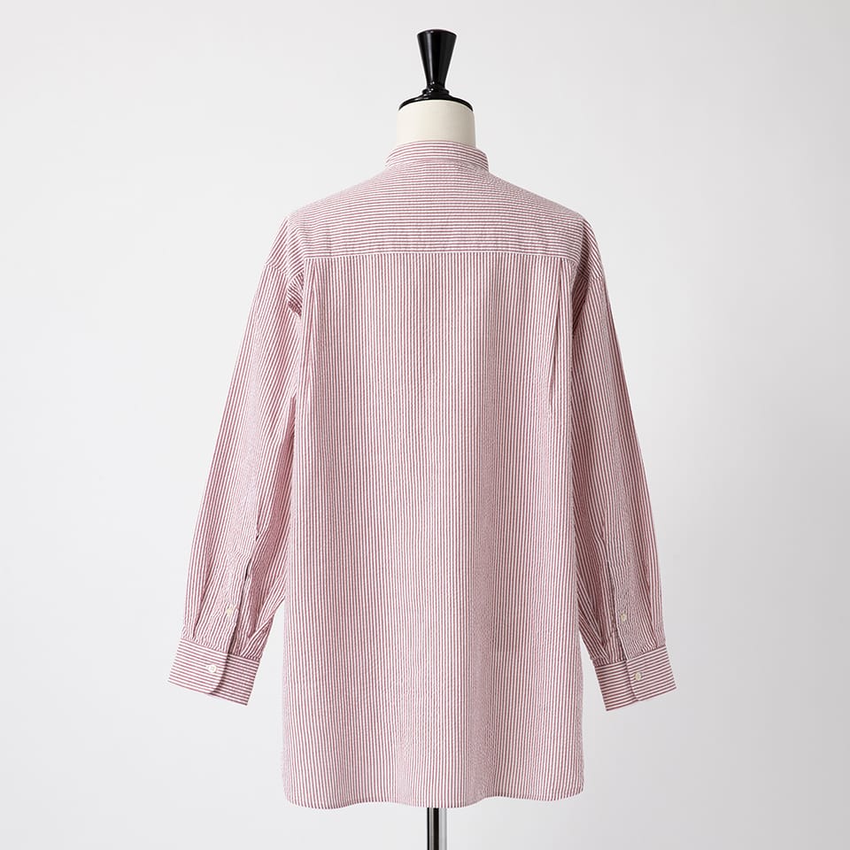 SEER SUCKER BAND COLLAR SHIRT