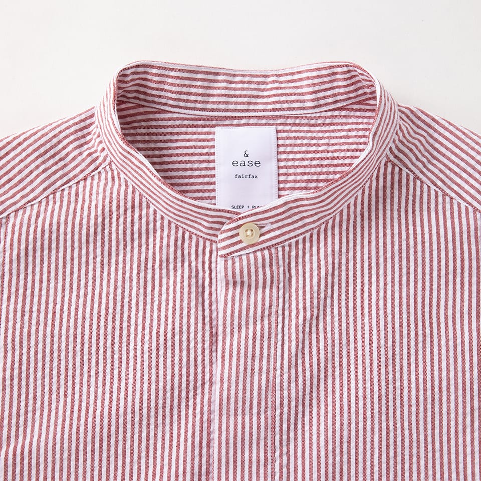 SEER SUCKER BAND COLLAR SHIRT
