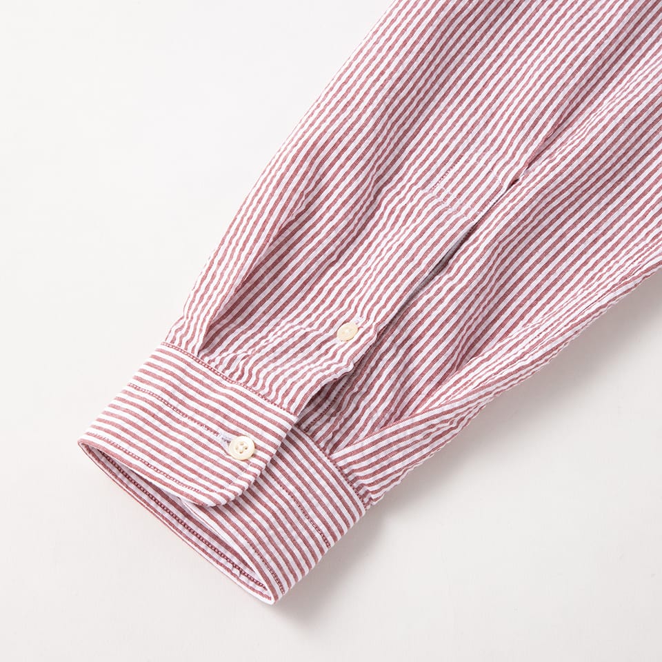 SEER SUCKER BAND COLLAR SHIRT