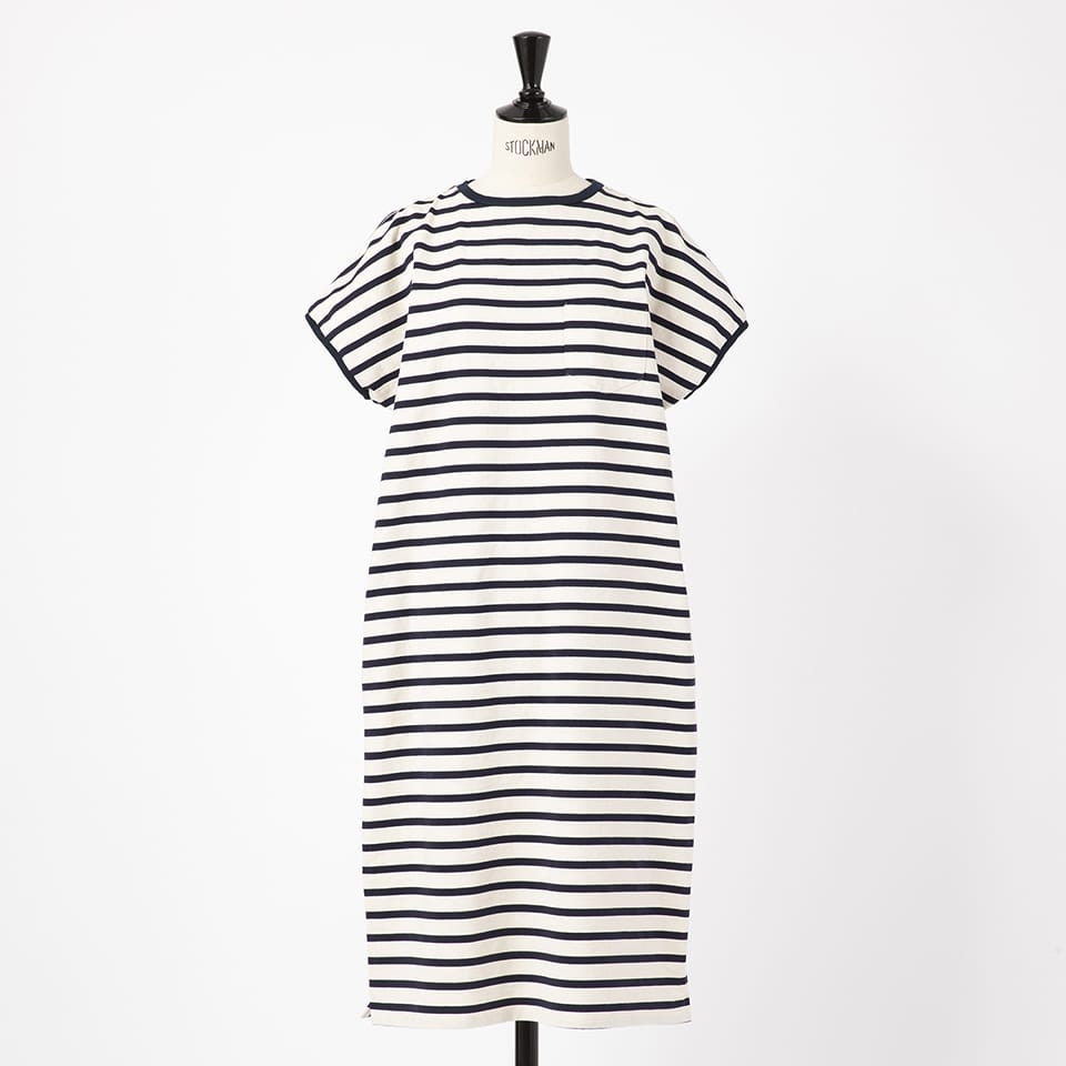 HALF SLEEVE CREW NECK BORDER ONE-PIECE