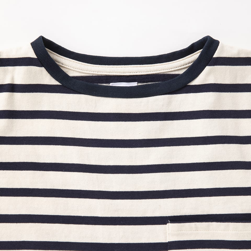 HALF SLEEVE CREW NECK BORDER ONE-PIECE