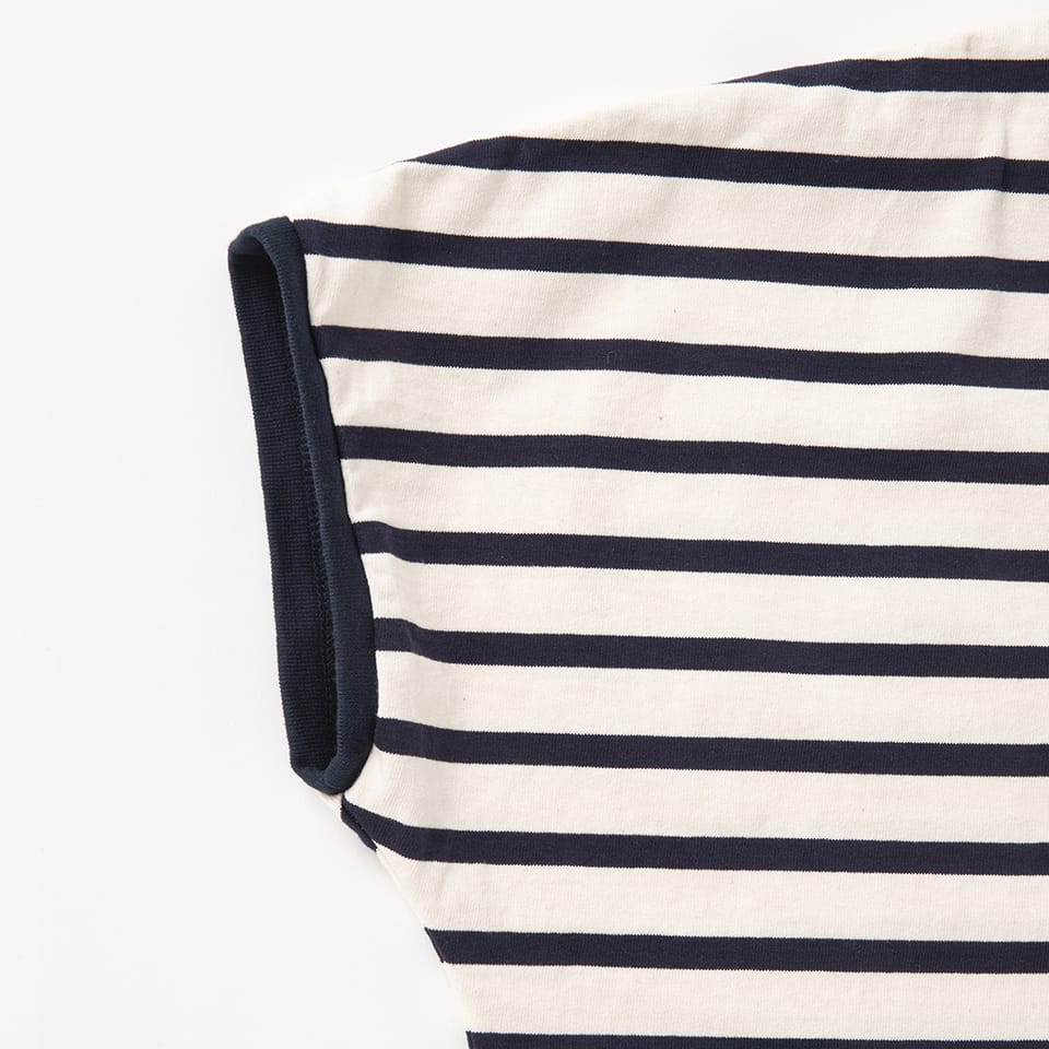 HALF SLEEVE CREW NECK BORDER ONE-PIECE