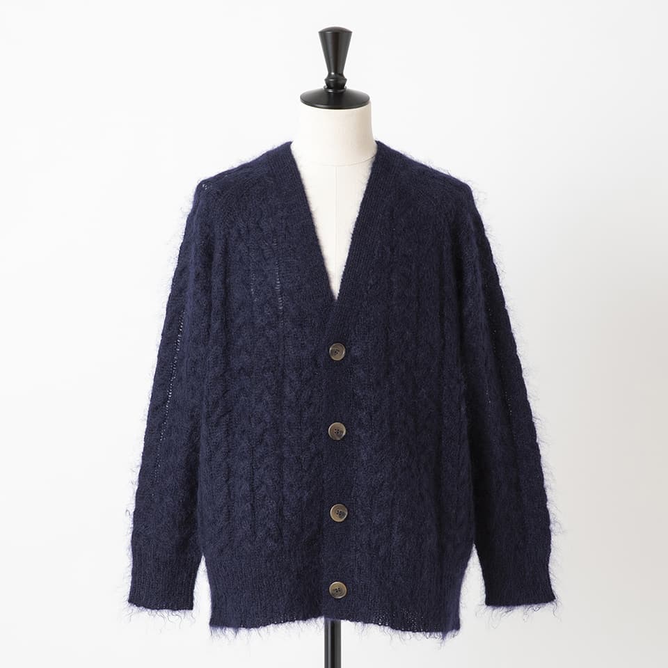 CABLE MOHAIR V-NECK CARDIGAN