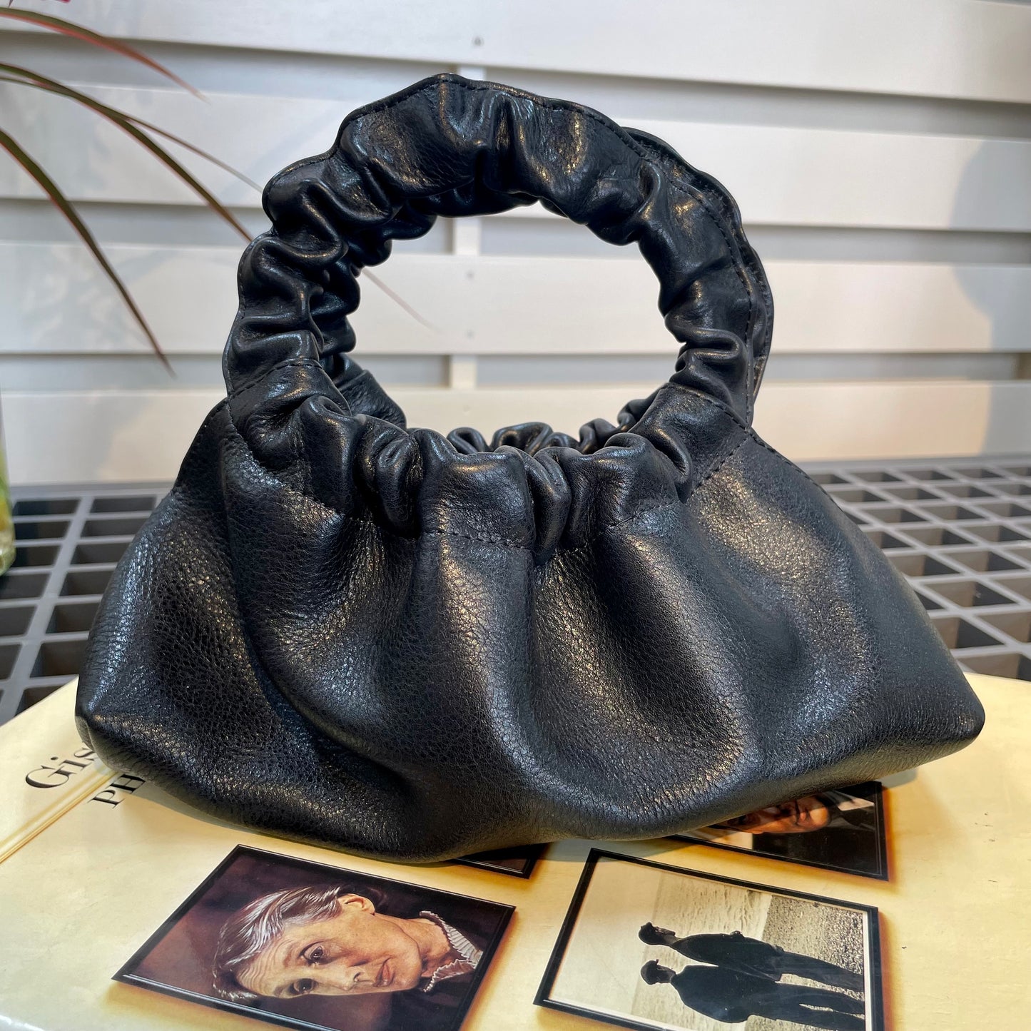 small leather hand bag